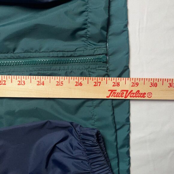 Columbia Men’s L Jacket Green Hidden Hood Vintage Purple 90s Y2K Windbreaker - Picture 2 of 14